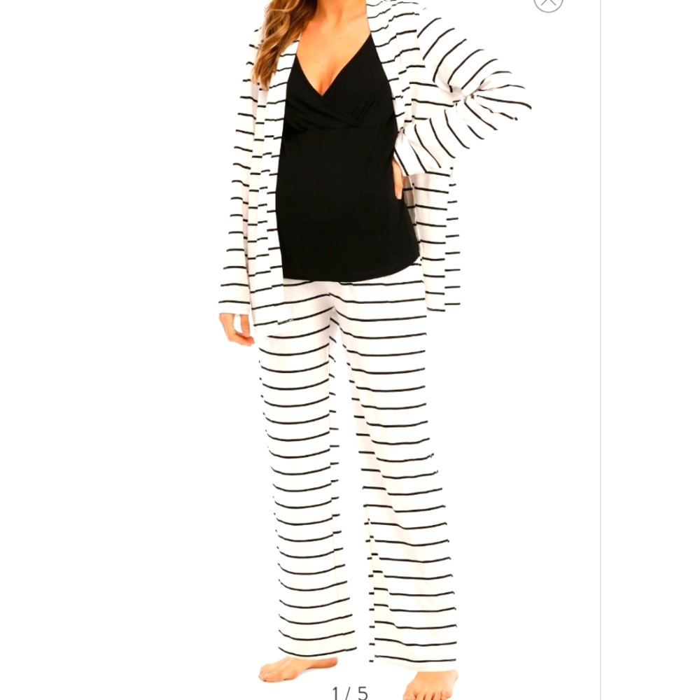 3 peice pj set white and black